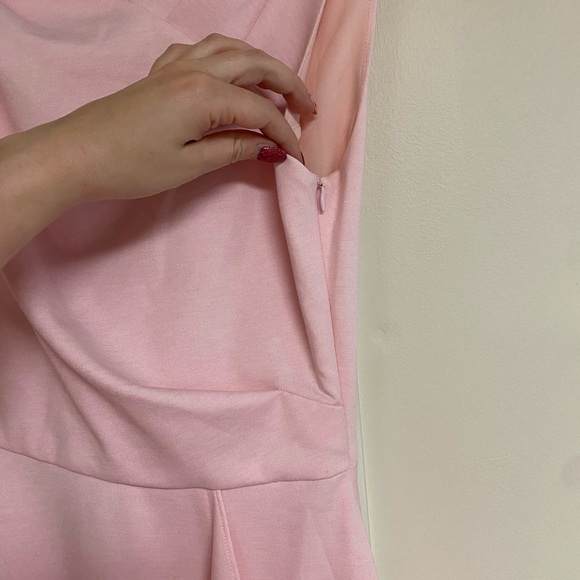 Sleeveless Dress Light Pink Draped French Terry - Picture 6 of 8